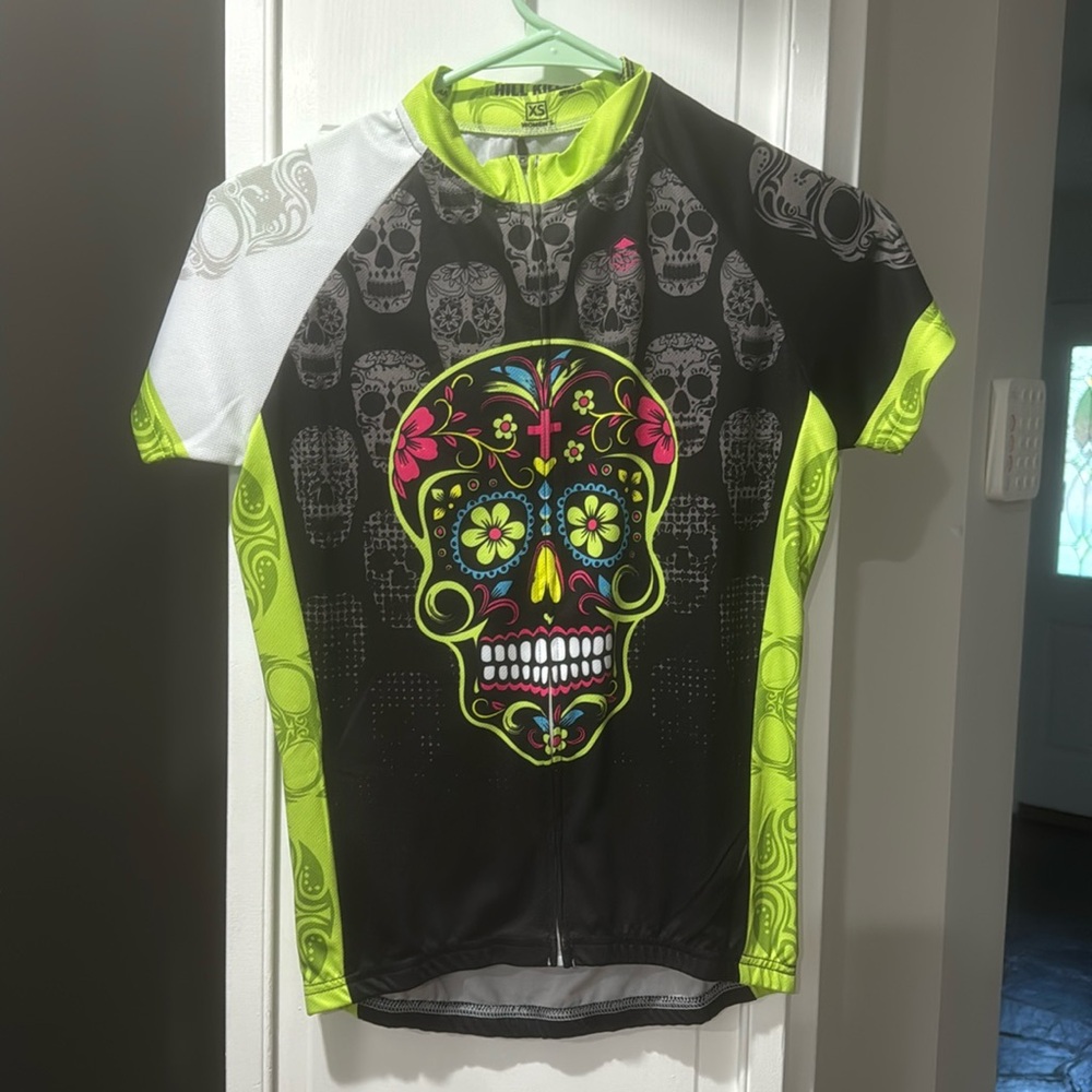 Hill Killer Apparel Women’s Short Sleeve Cycling Jersey Sugar Skull **NWOT**